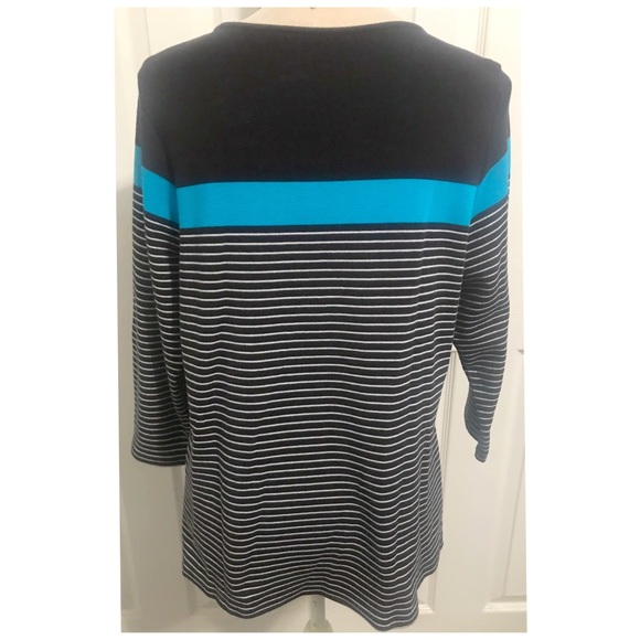 Allison Daley, Color Blocked & Striped 3/4” Sleeve Top/Shirt - Picture 2 of 5